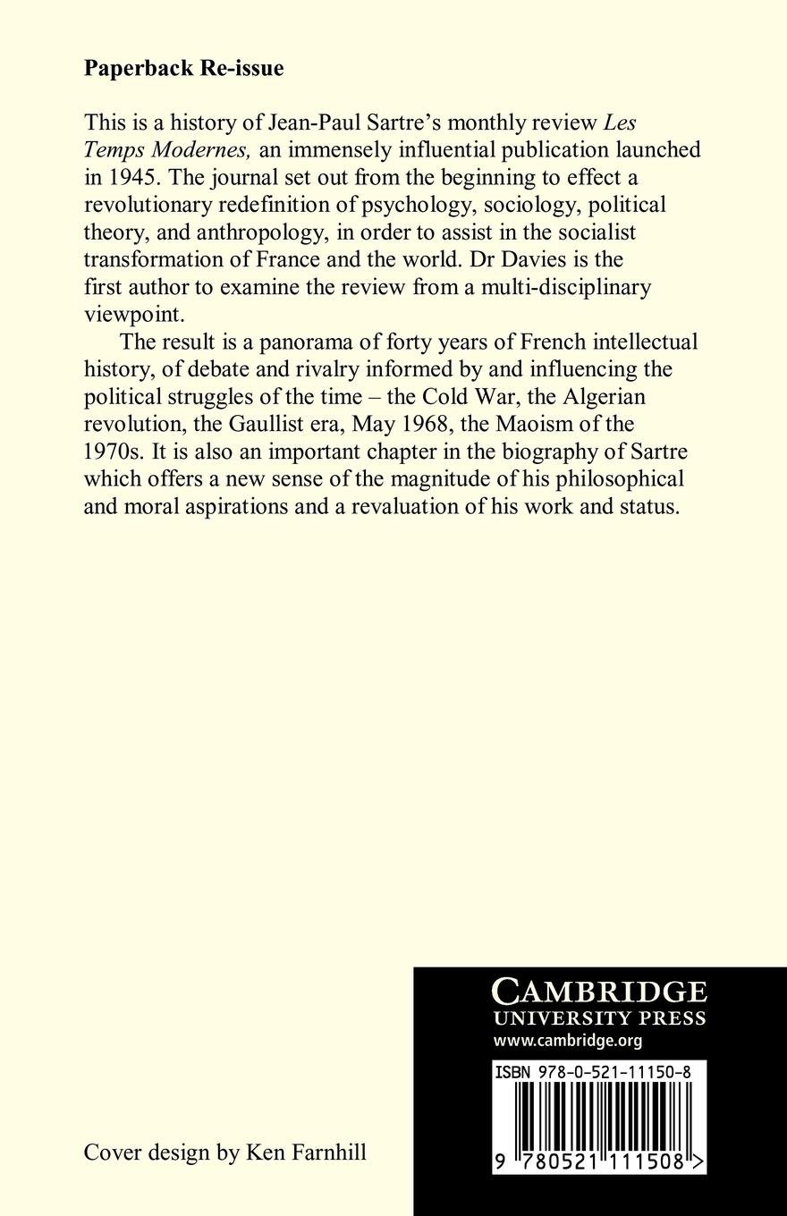 Rückseitencover Sartre and 'Les Temps Modernes'
