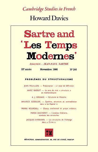 Vorderes Coverbild Sartre and 'Les Temps Modernes'