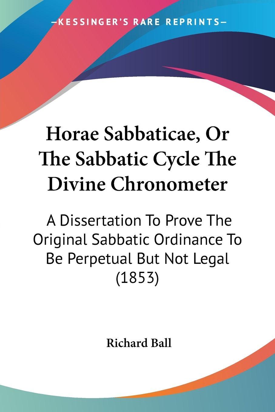 Vorderes Coverbild Horae Sabbaticae, Or The Sabbatic Cycle The Divine Chronometer