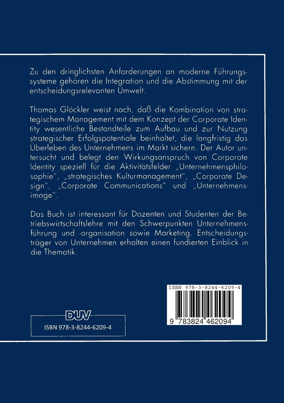 Rückseitencover Strategische Erfolgspotentiale durch Corporate Identity