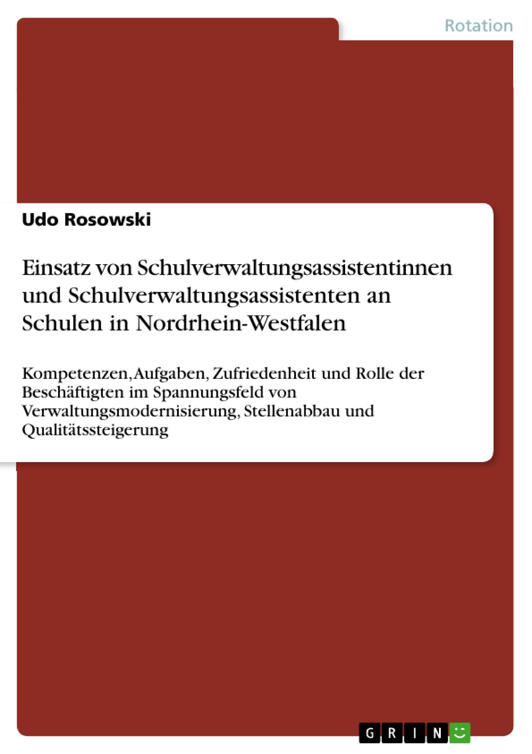 Vorderes Coverbild Einsatz von  Schulverwaltungsassistentinnen und Schulverwaltungsassistenten an Schulen in Nordrhein-Westfalen