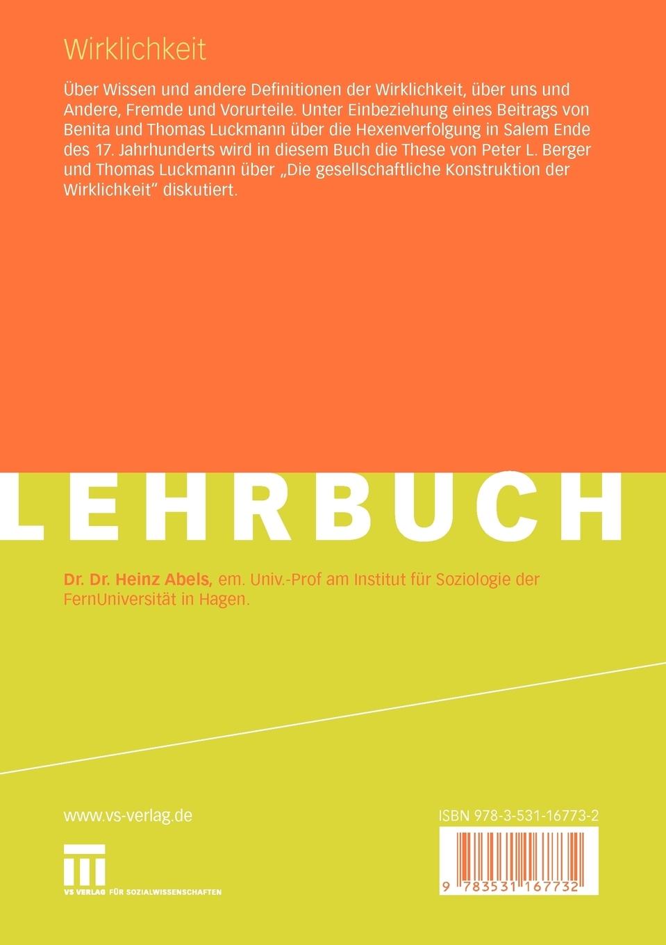 Rückseitencover Wirklichkeit