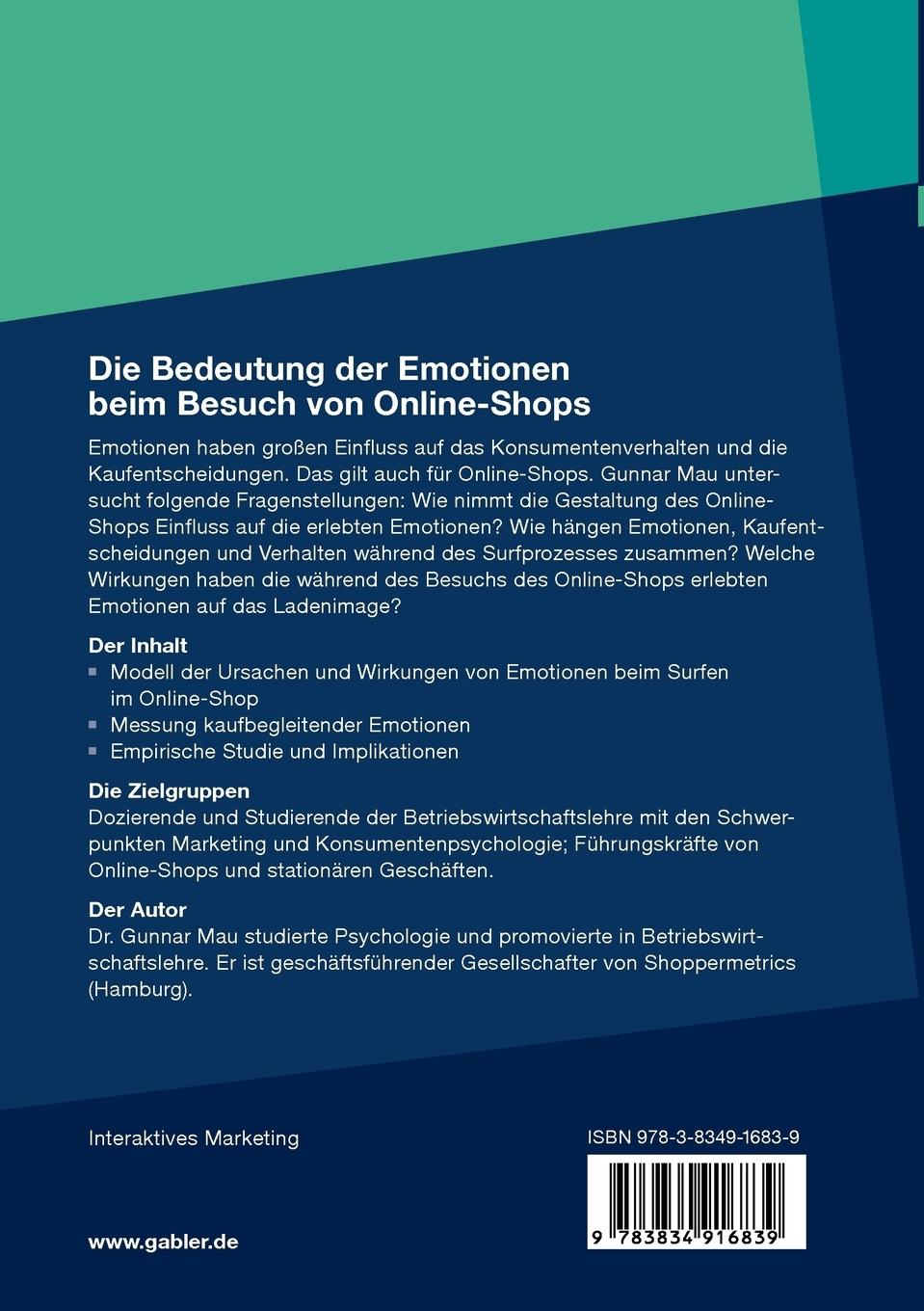 Rückseitencover Die Bedeutung der Emotionen beim Besuch von Online-Shops