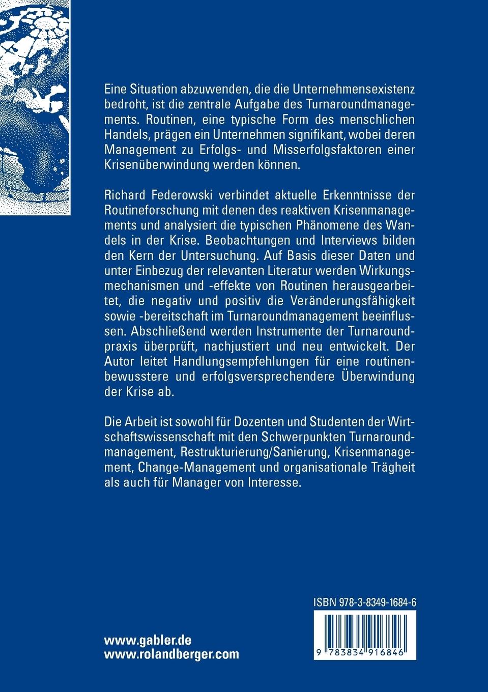 Rückseitencover Unternehmensroutinen im Turnaroundmanagement