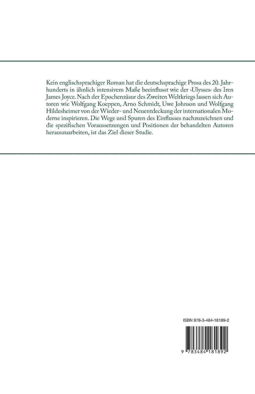 Rückseitencover Die Joyce-Rezeption in der deutschsprachigen Erzählliteratur nach 1945