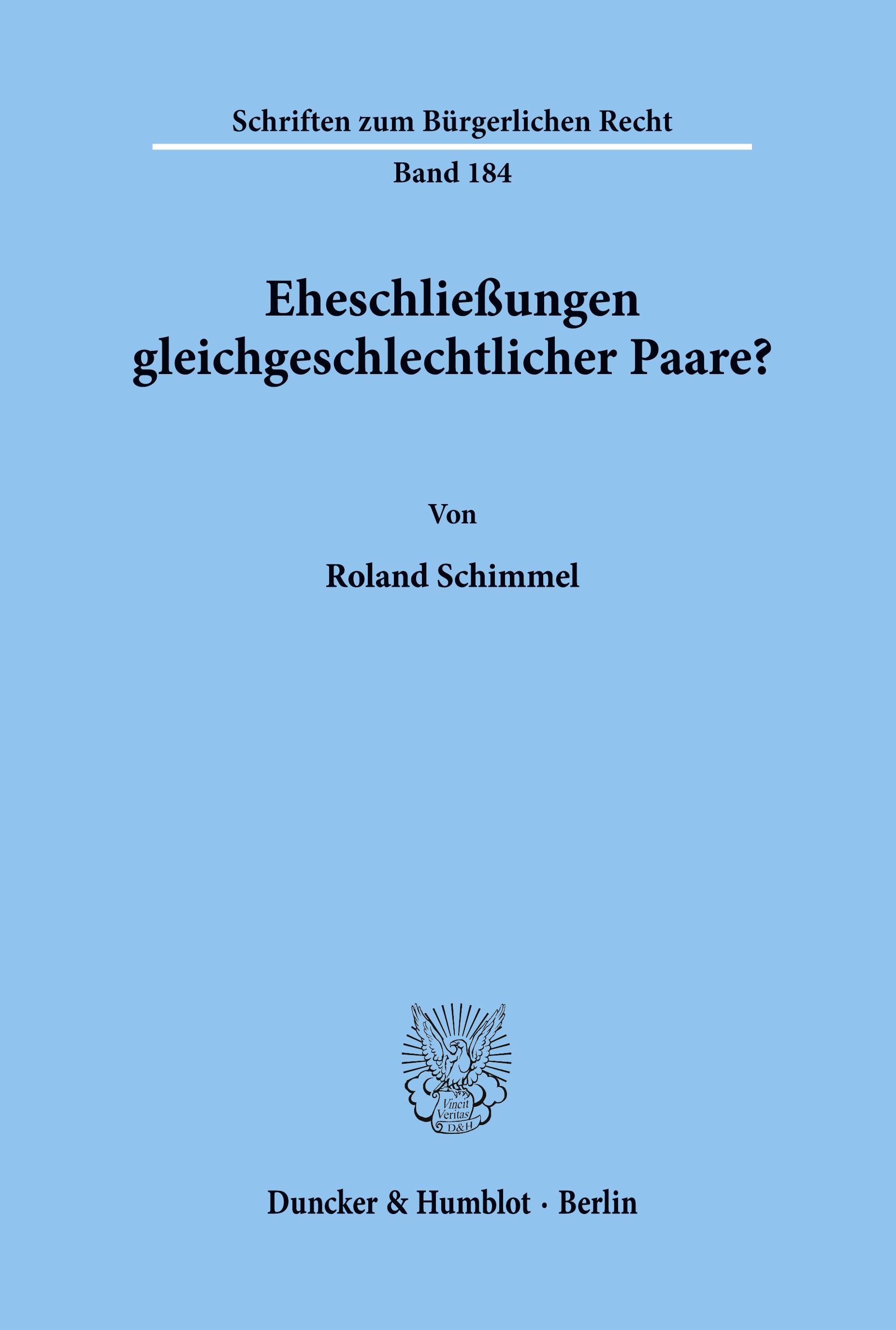 Vorderes Coverbild Eheschließungen gleichgeschlechtlicher Paare?