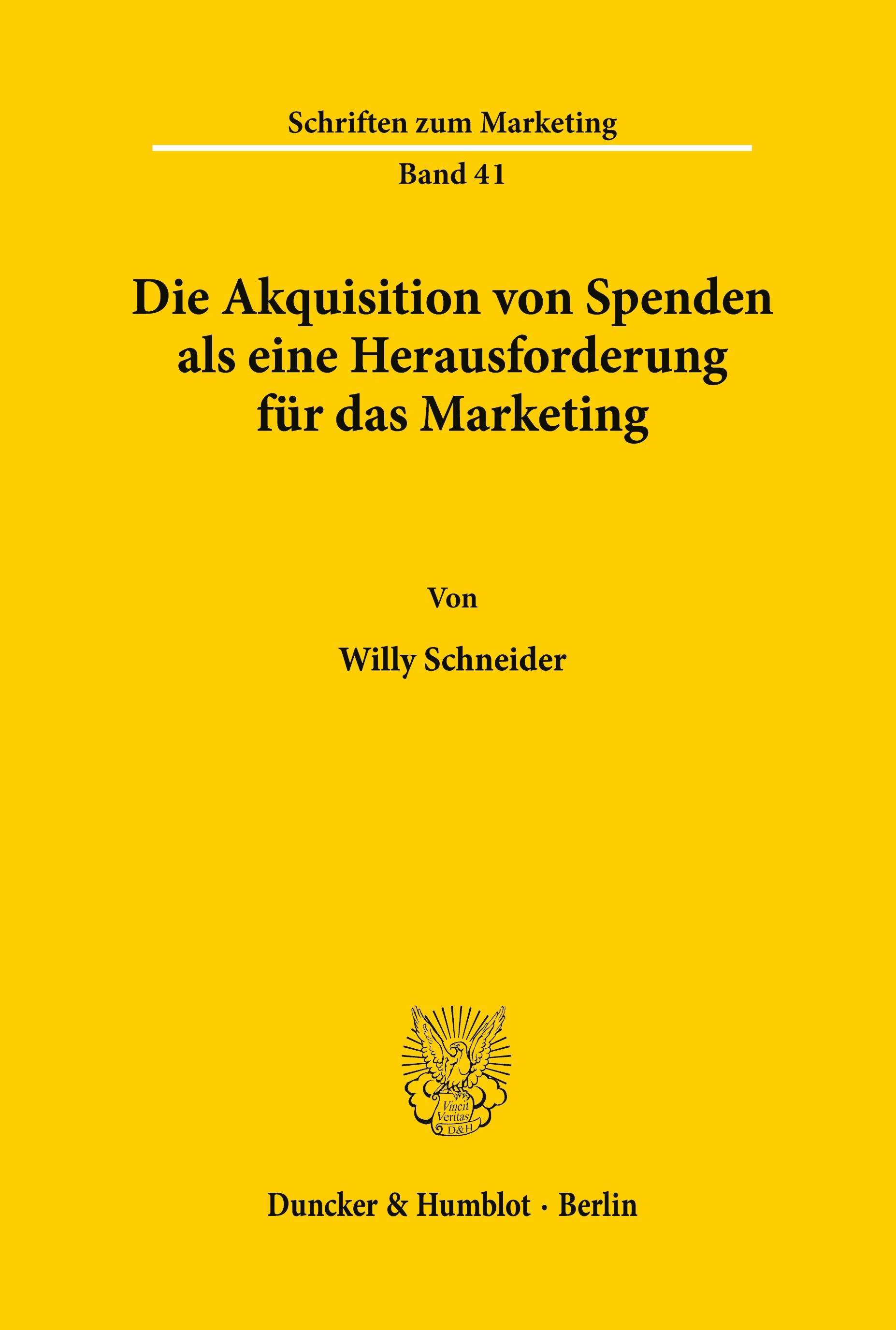 Vorderes Coverbild Die Akquisition von Spenden als eine Herausforderung für das Marketing.