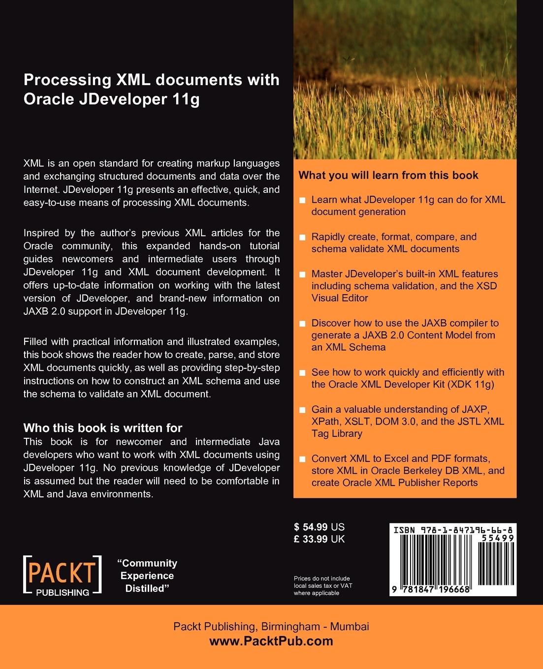 Rückseitencover Processing XML documents with Oracle JDeveloper 11g