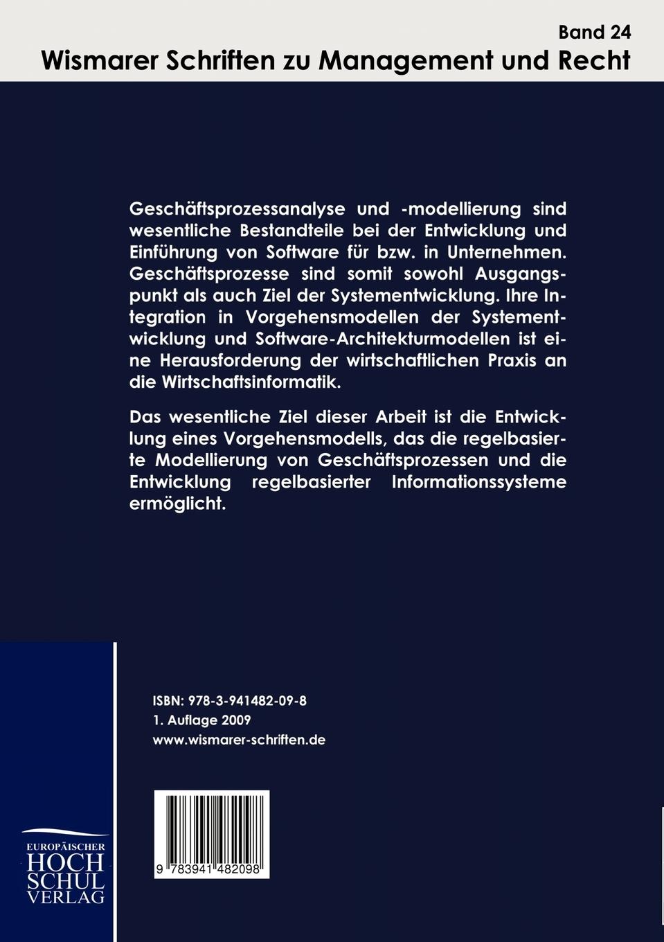 Rückseitencover Vorgehensmodell für die regelbasierte Entwicklung betrieblicher Informationssysteme