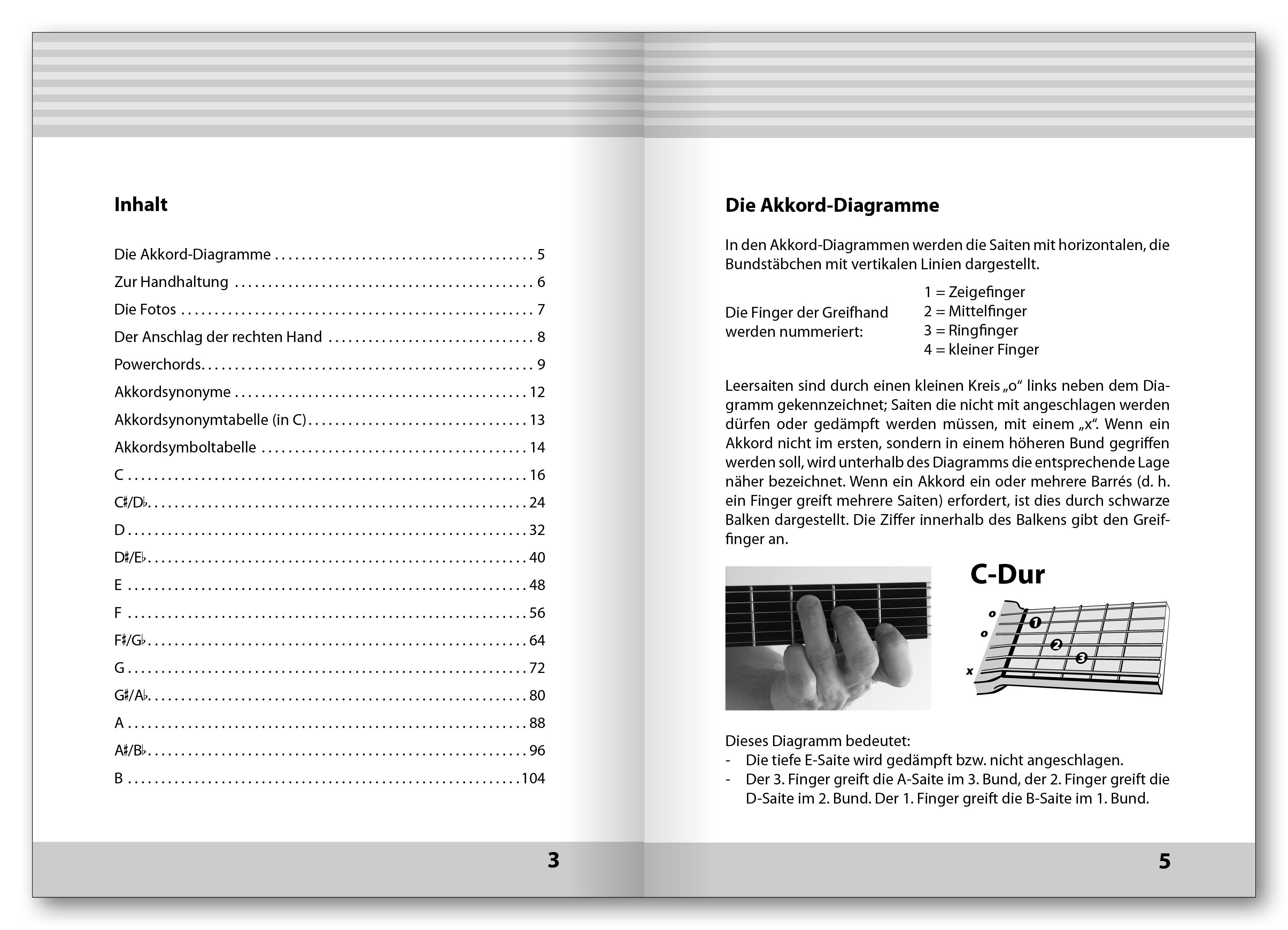 Beispielinhalt (Bild) Foto-Grifftabelle für Gitarre