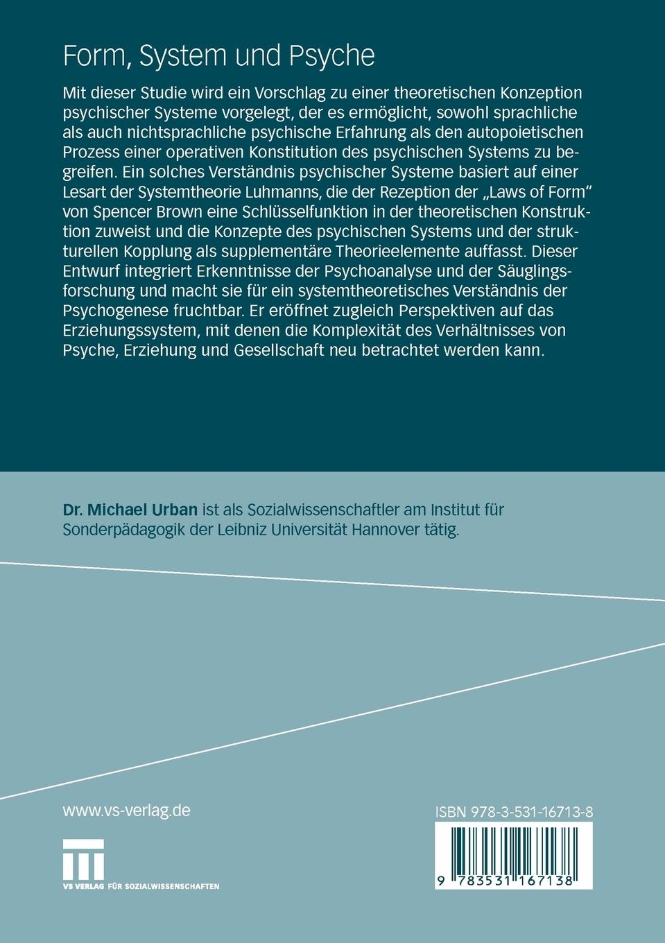 Rückseitencover Form, System und Psyche