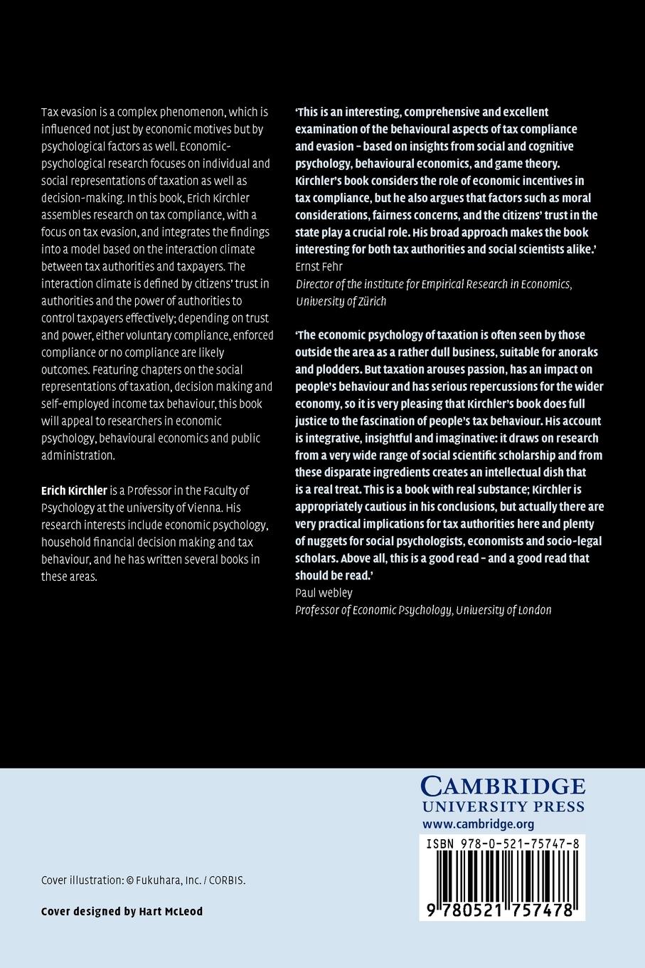 Rückseitencover The Economic Psychology of Tax Behaviour