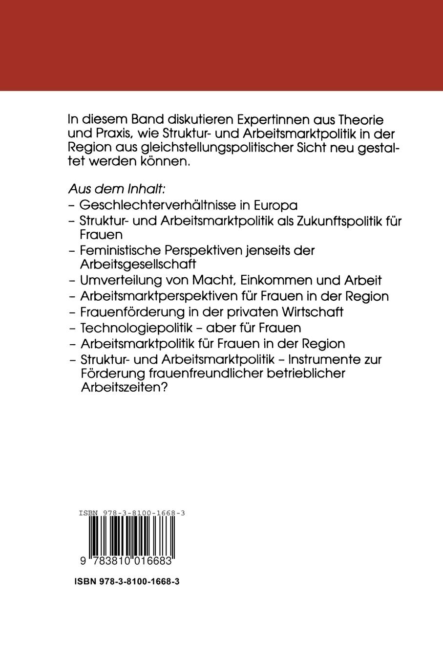 Rückseitencover Beschäftigungspolitik für Frauen in der Region
