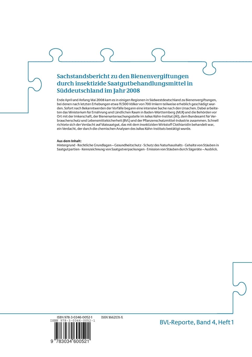 Rückseitencover Berichte zu Pflanzenschutzmitteln 2008