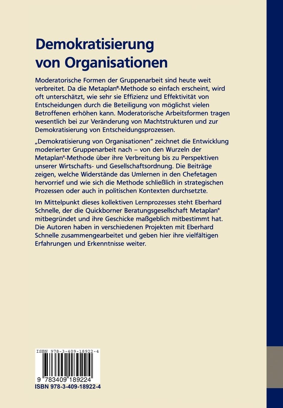 Rückseitencover Demokratisierung von Organisationen