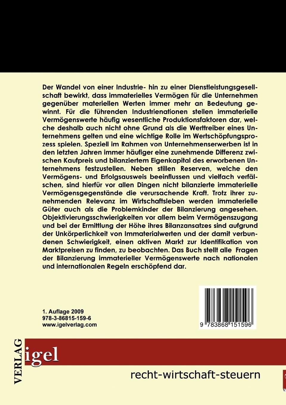 Rückseitencover Die Bilanzierung immaterieller Vermögenswerte nach HGB und IFRS