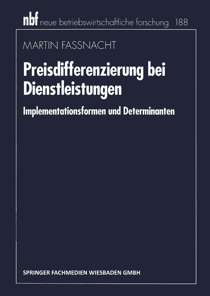 Vorderes Coverbild Preisdifferenzierung bei Dienstleistungen