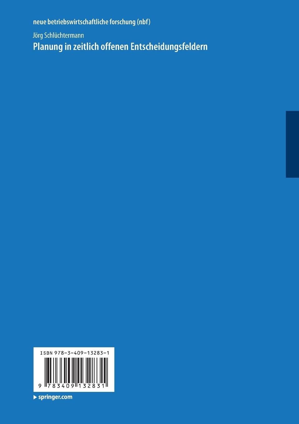 Rückseitencover Planung in zeitlich offenen Entscheidungsfeldern