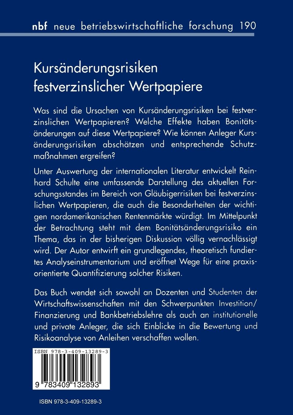 Rückseitencover Kursänderungsrisiken festverzinslicher Wertpapiere