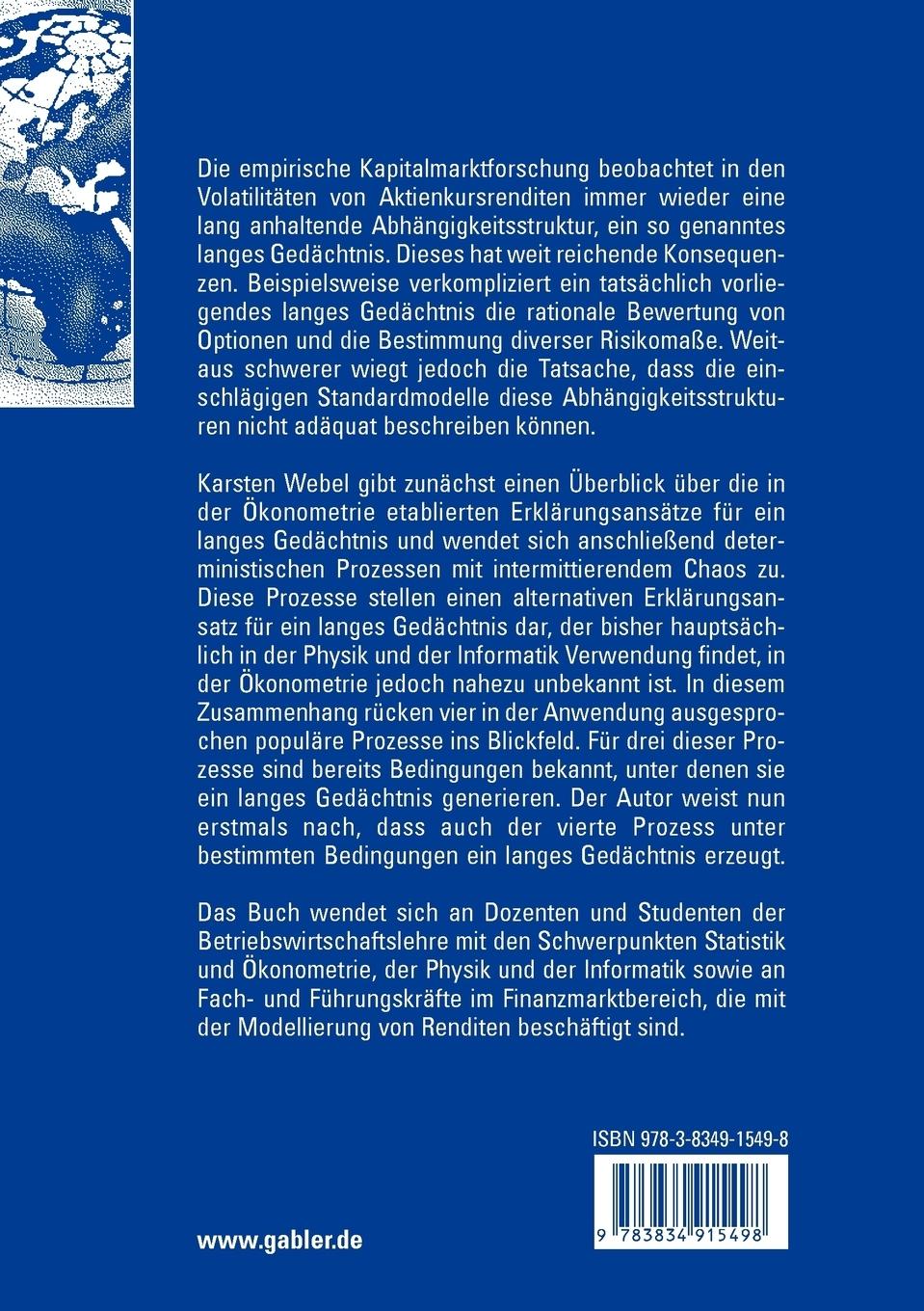 Rückseitencover Intermittierendes deterministisches Chaos als mögliche Erklärung für ein langes Gedächtnis in Finanzmarktdaten