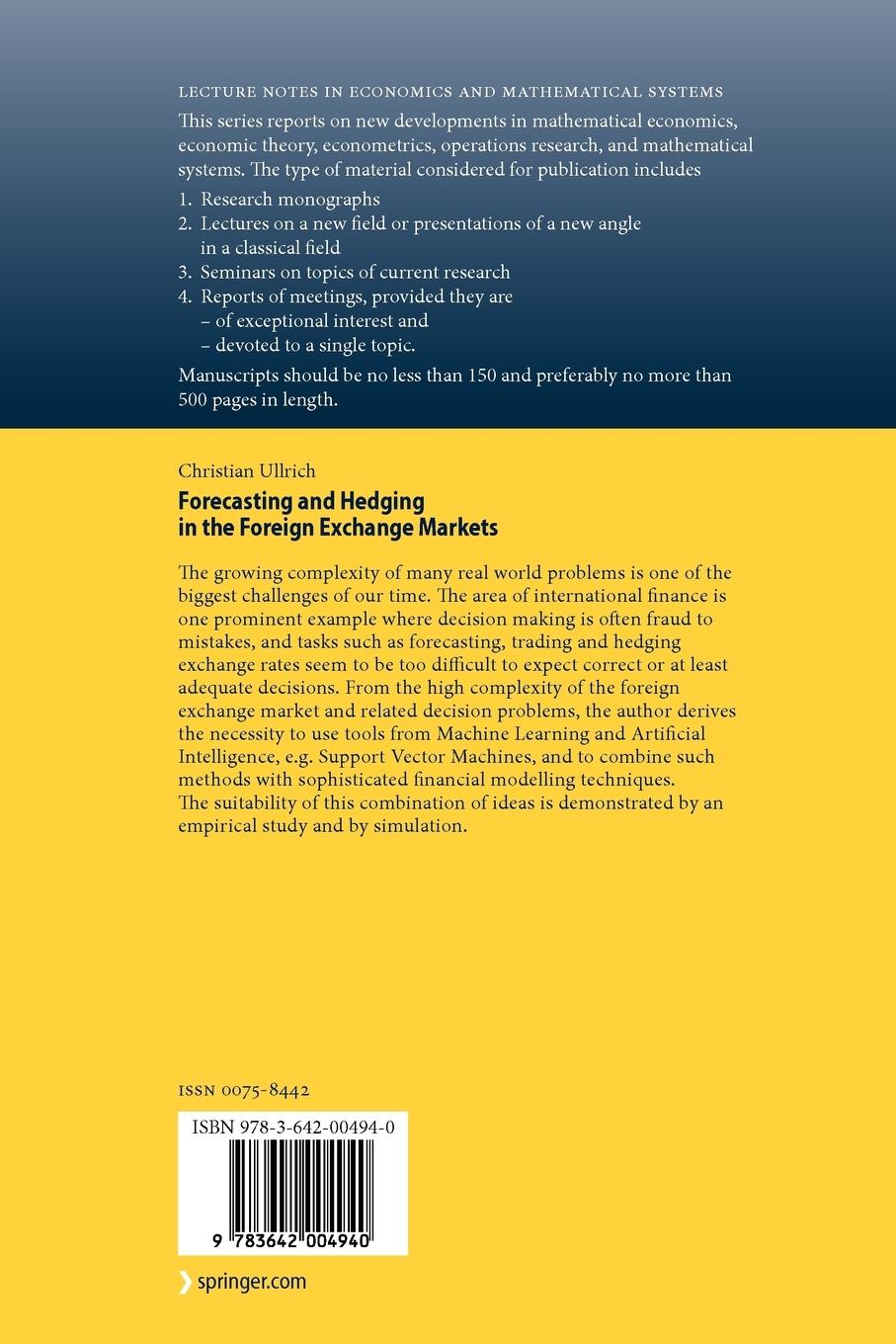 Rückseitencover Forecasting and Hedging in the Foreign Exchange Markets