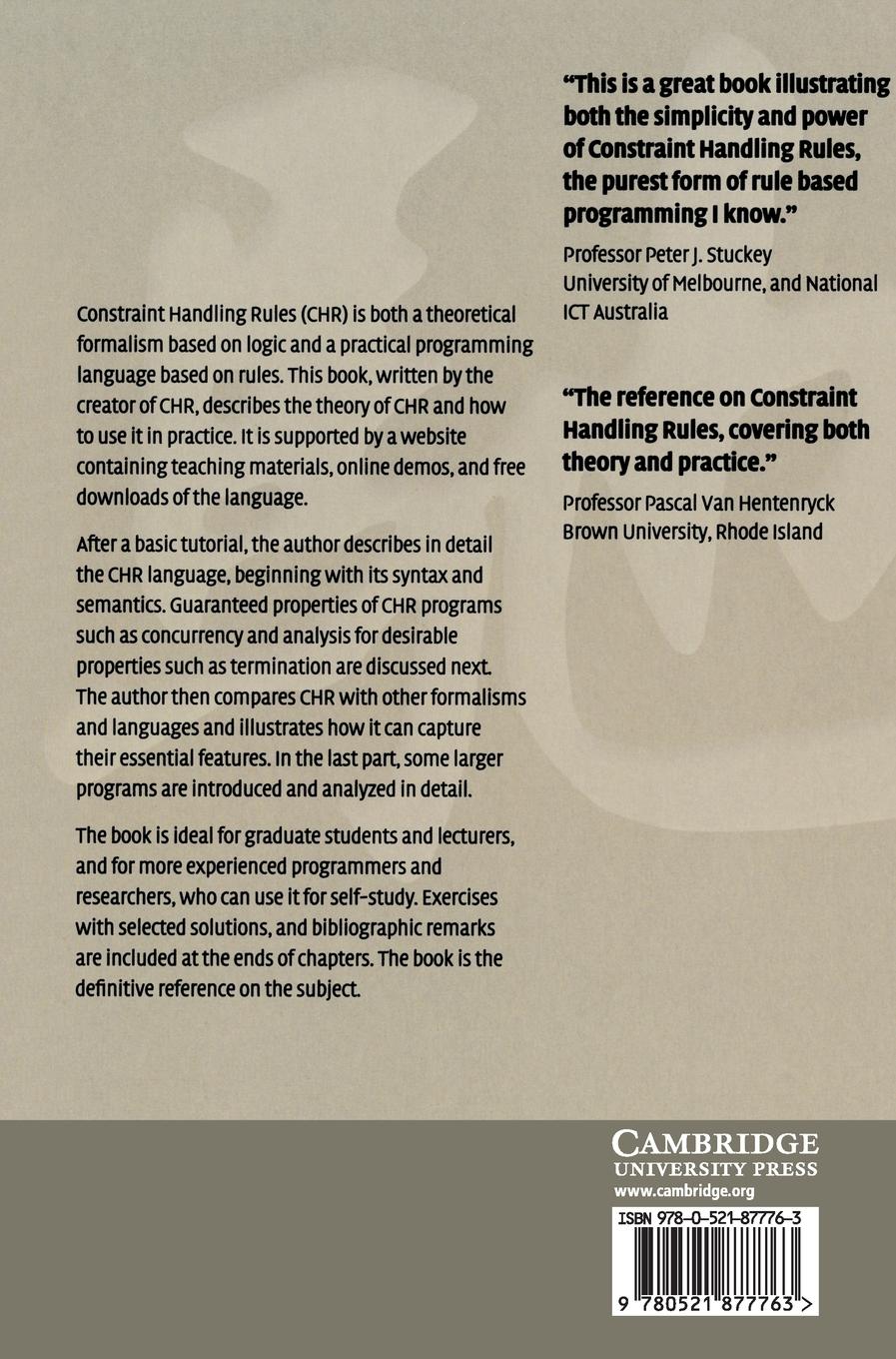 Rückseitencover Constraint Handling Rules