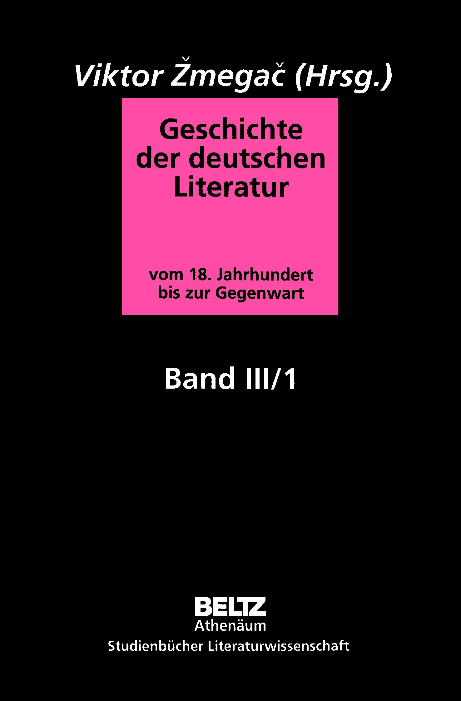Vorderes Coverbild Geschichte der deutschen Literatur Band III/1