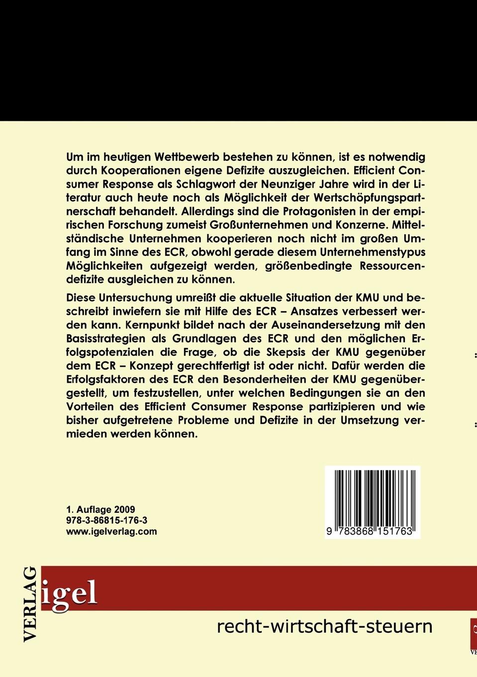 Rückseitencover Efficient Consumer Response (ECR) für mittelständische Unternehmen