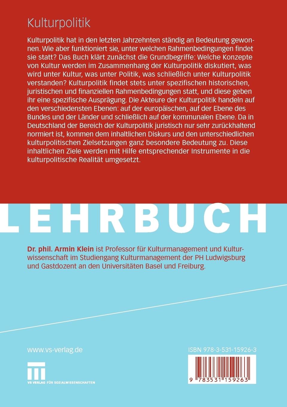 Rückseitencover Kulturpolitik