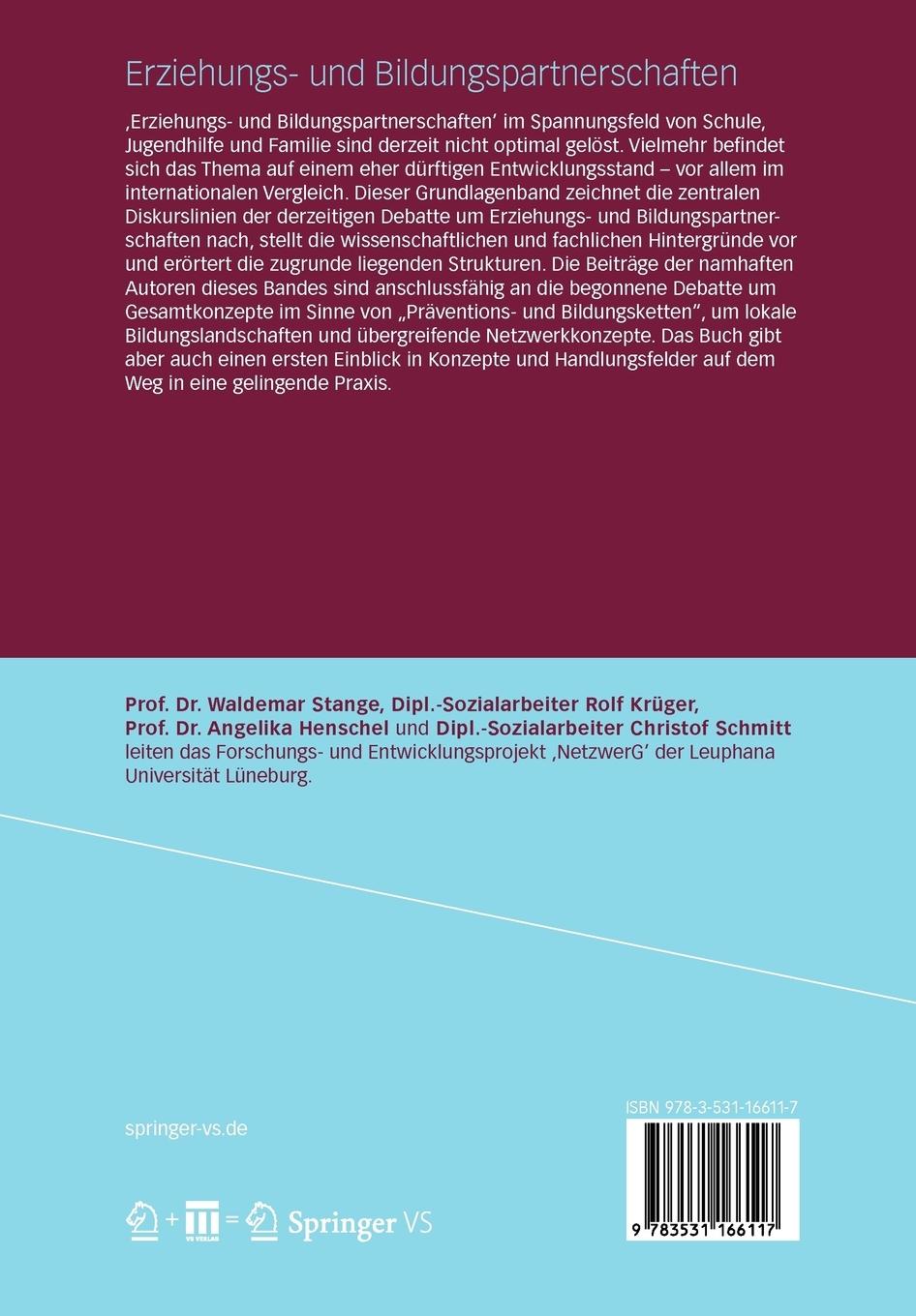 Rückseitencover Handbuch Erziehungs- und Bildungspartnerschaften