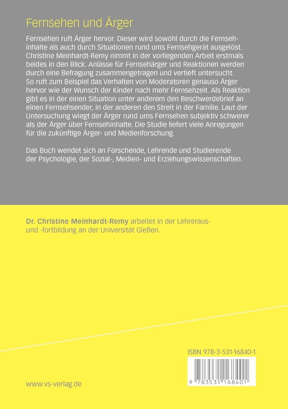 Rückseitencover Fernsehen und Ärger