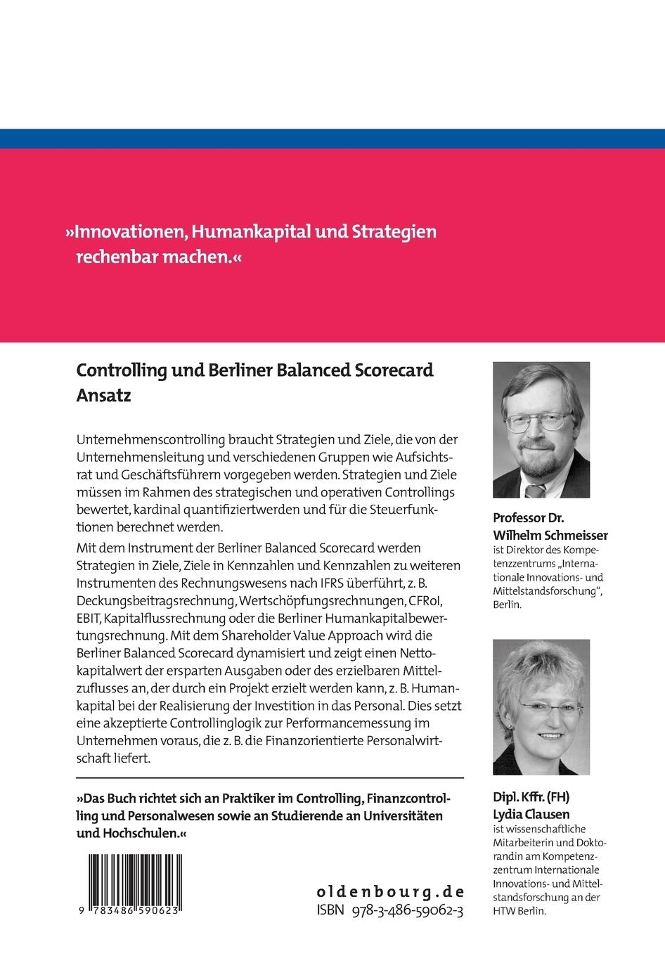 Rückseitencover Controlling und Berliner Balanced Scorecard Ansatz