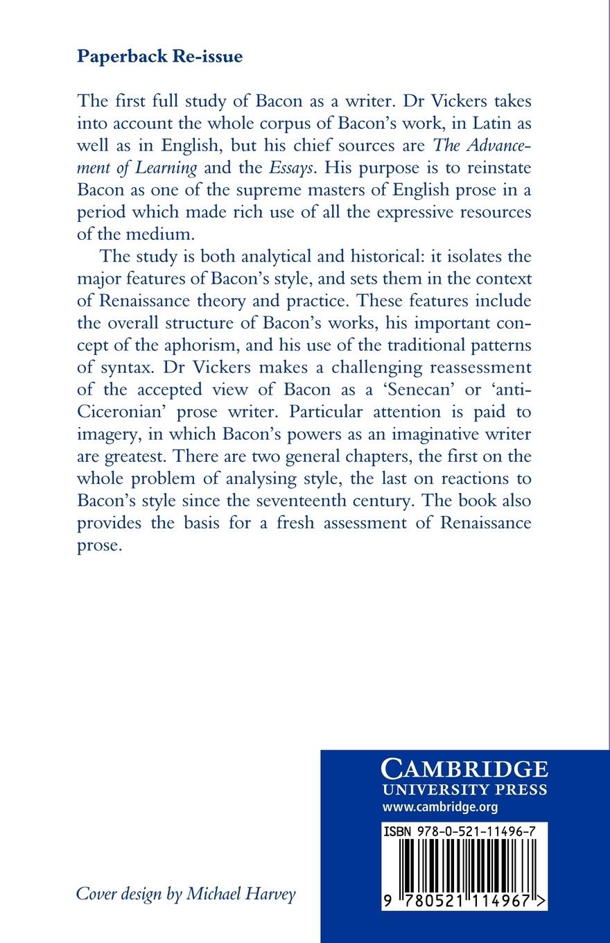 Rückseitencover Francis Bacon and Renaissance Prose