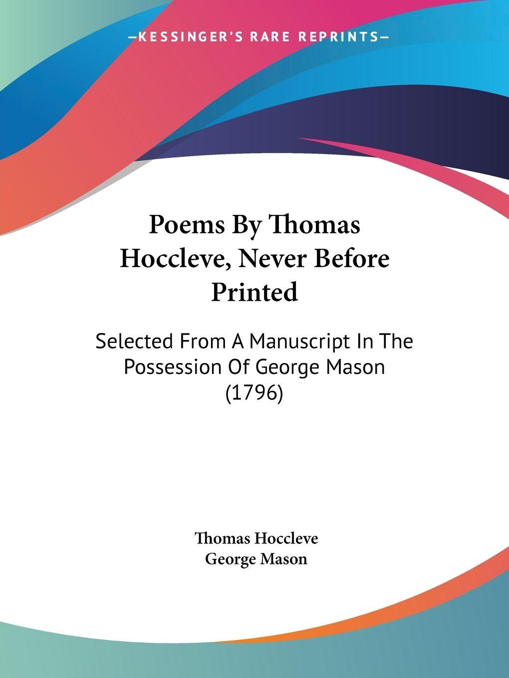 Vorderes Coverbild Poems By Thomas Hoccleve, Never Before Printed