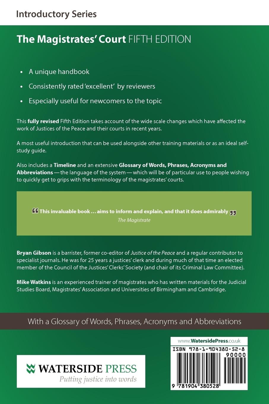 Rückseitencover The Magistrates' Court