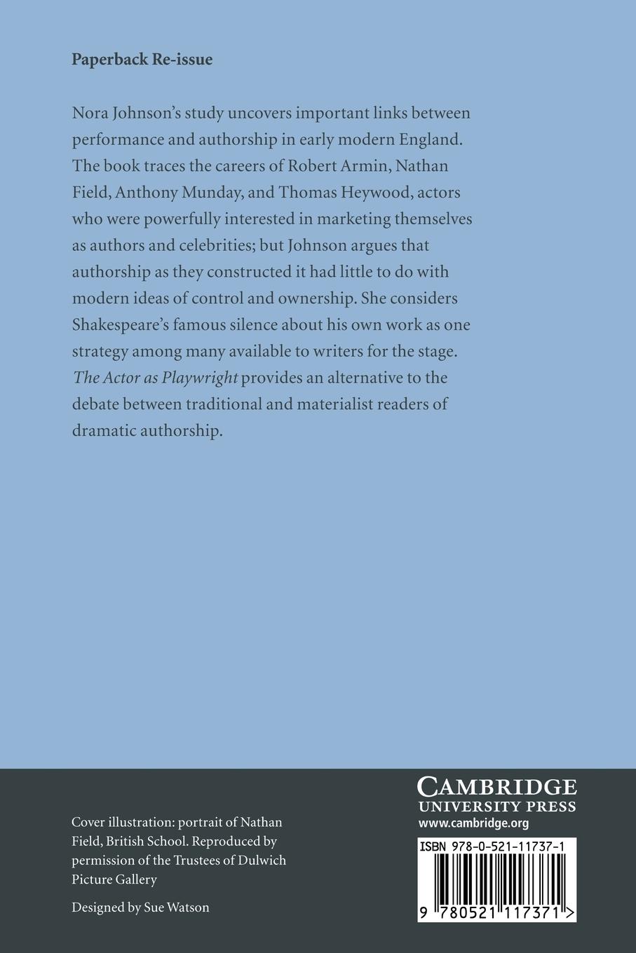 Rückseitencover The Actor as Playwright in Early Modern Drama