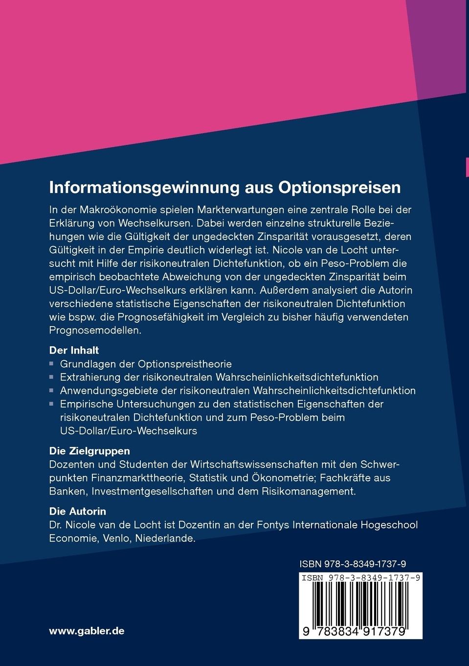 Rückseitencover Informationsgewinnung aus Optionspreisen