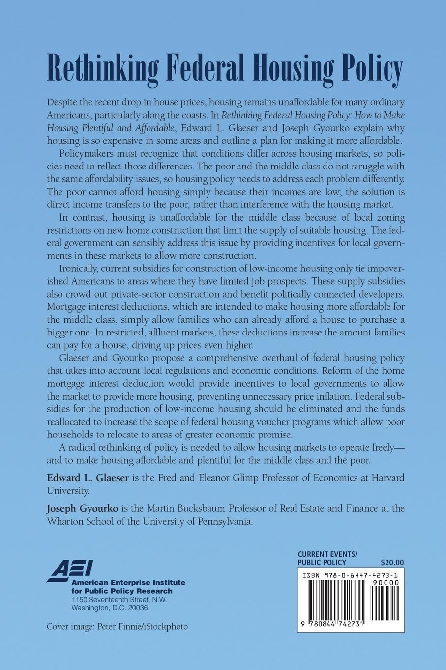 Rückseitencover Rethinking Federal Housing Policy: