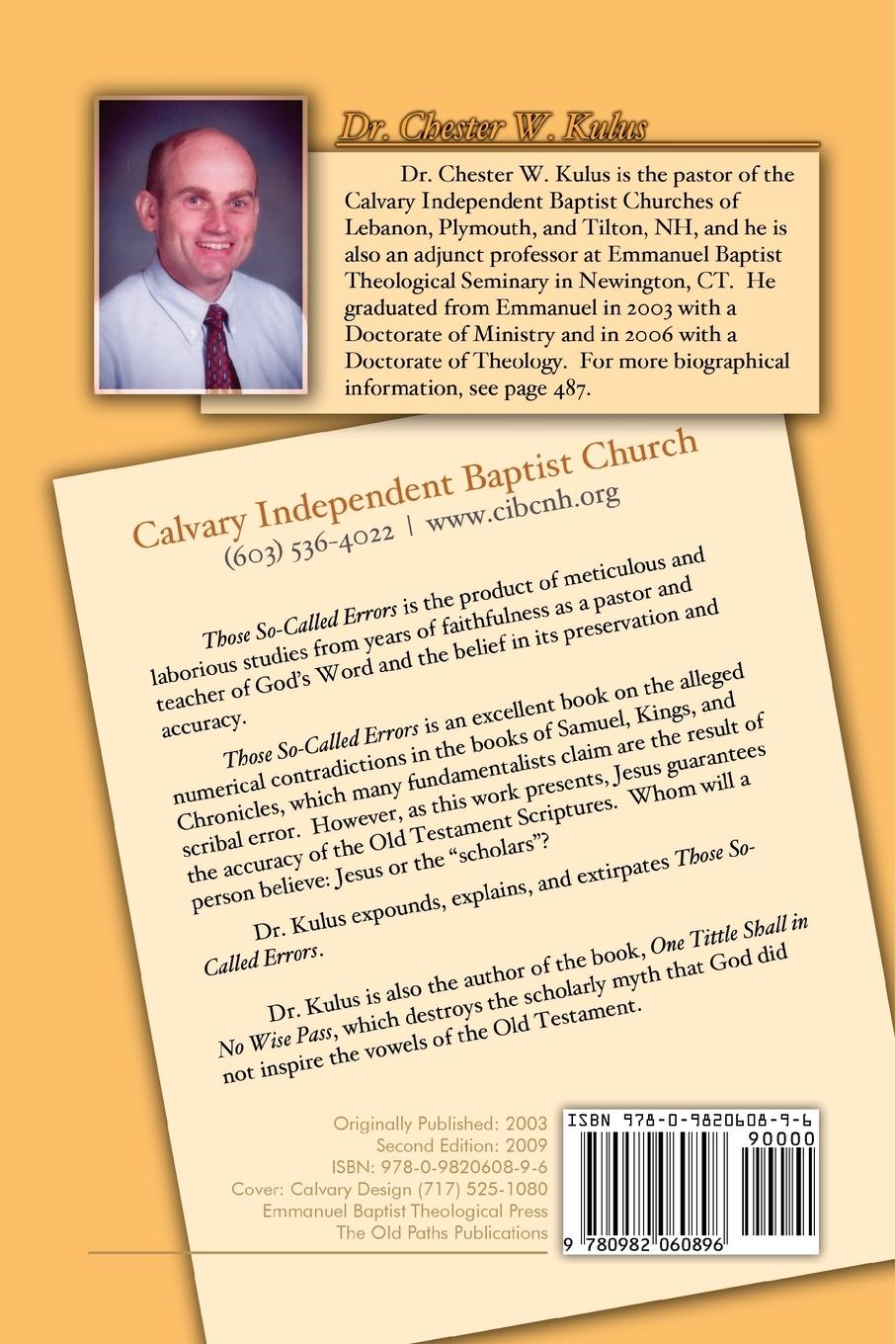 Rückseitencover Those So-Called Errors