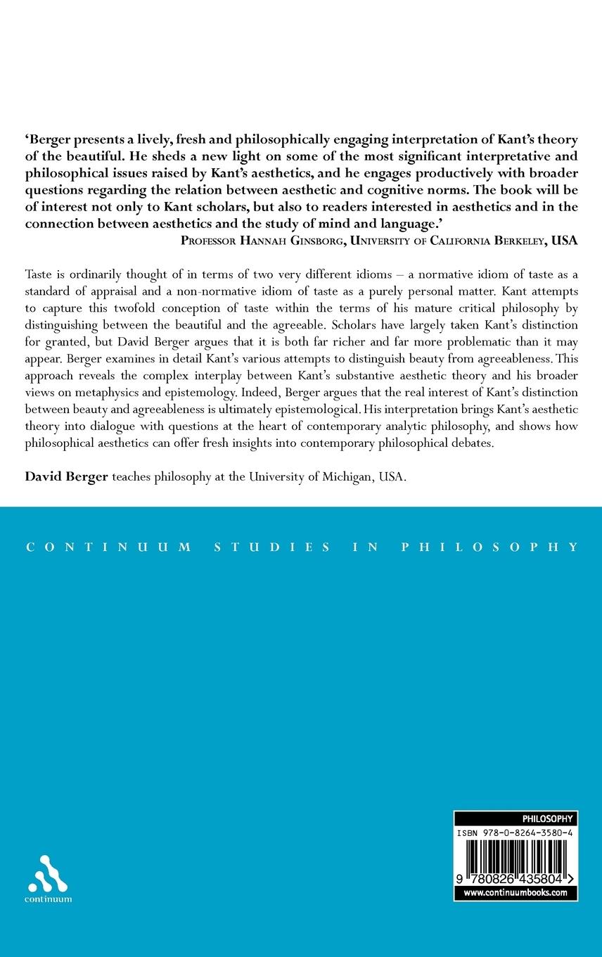 Rückseitencover Kant's Aesthetic Theory