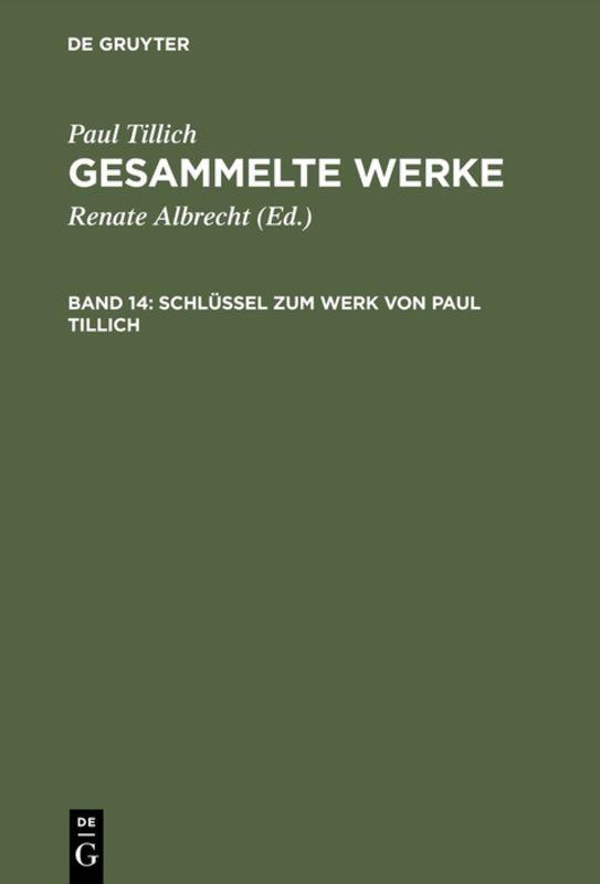 Vorderes Coverbild Schlüssel zum Werk von Paul Tillich