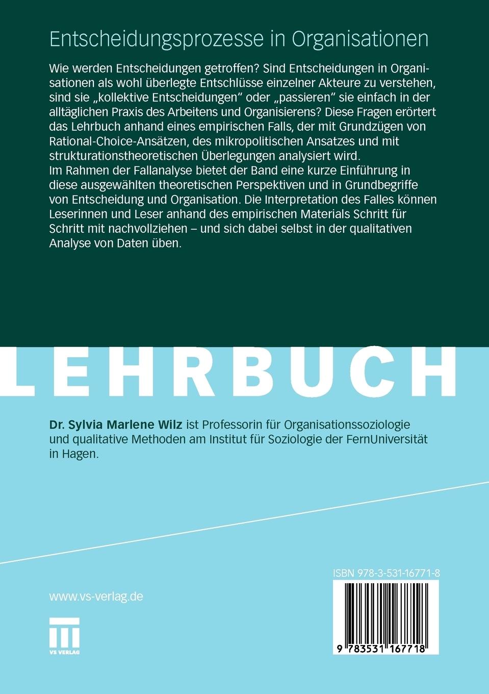 Rückseitencover Entscheidungsprozesse in Organisationen