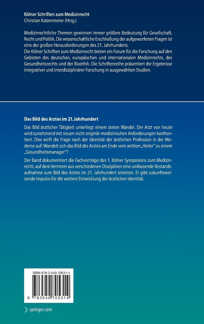 Rückseitencover Das Bild des Arztes im 21. Jahrhundert