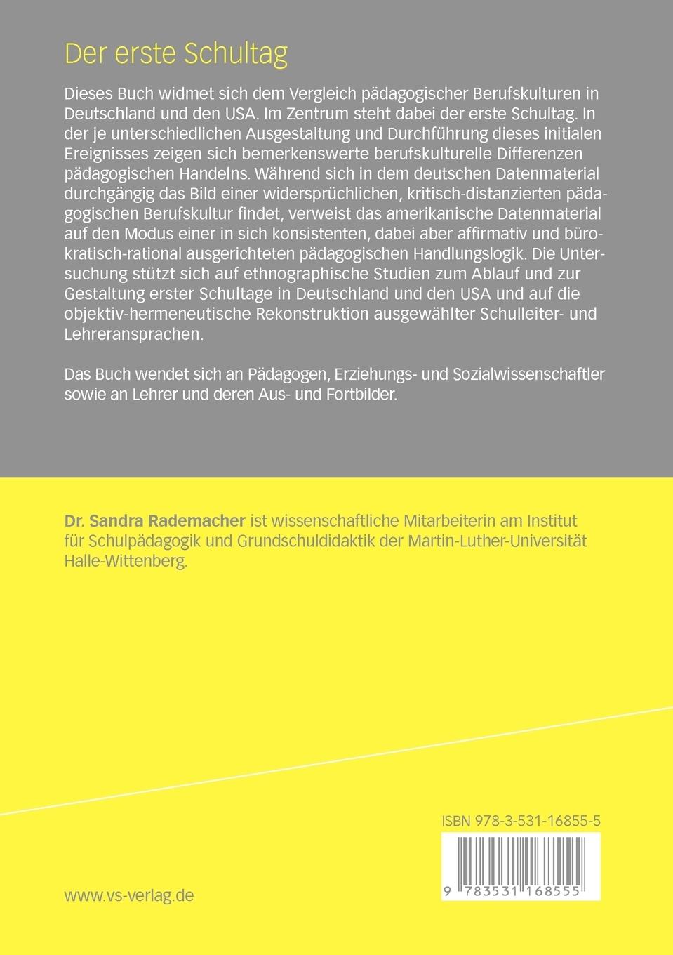 Rückseitencover Der erste Schultag