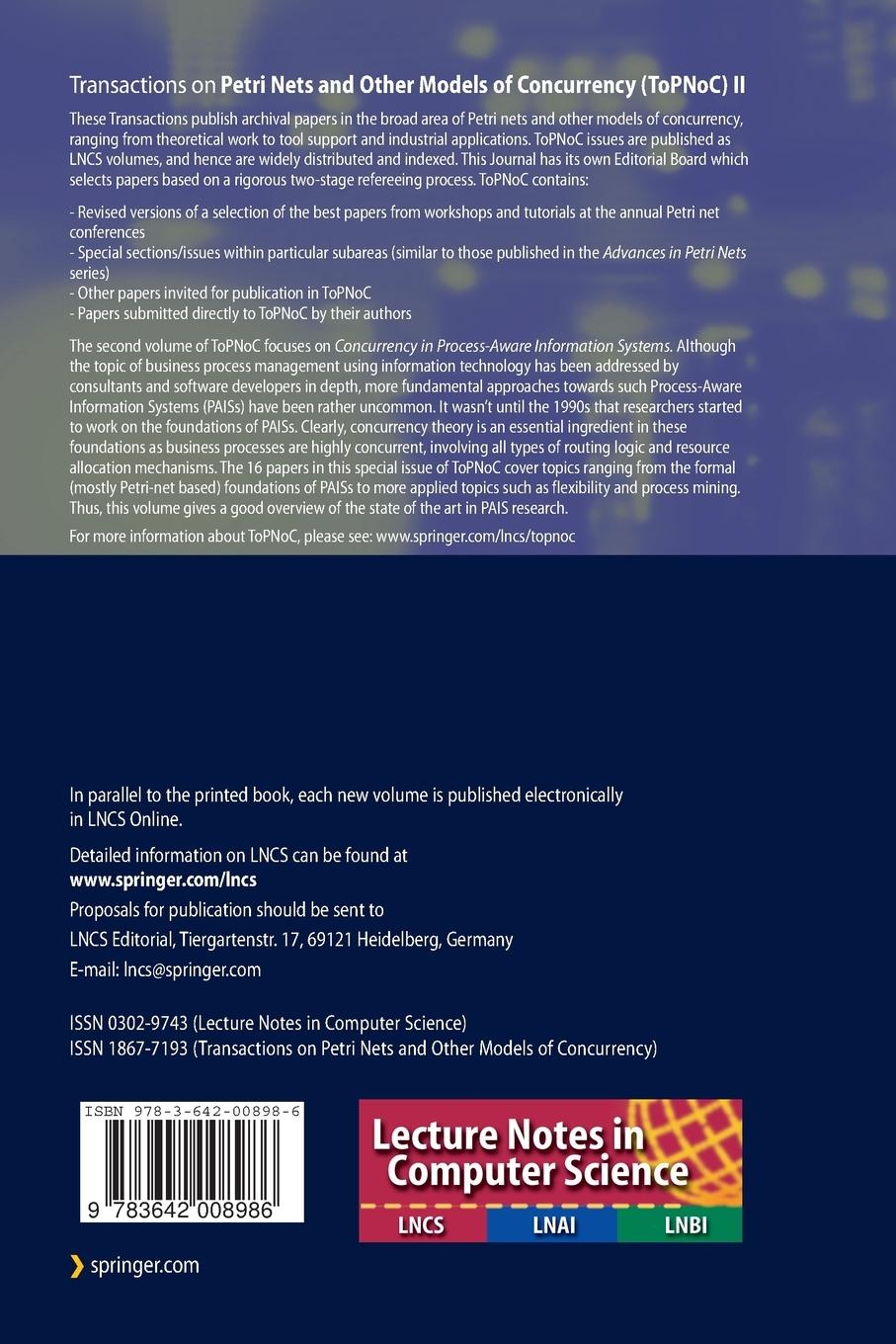 Rückseitencover Transactions on Petri Nets and Other Models of Concurrency II