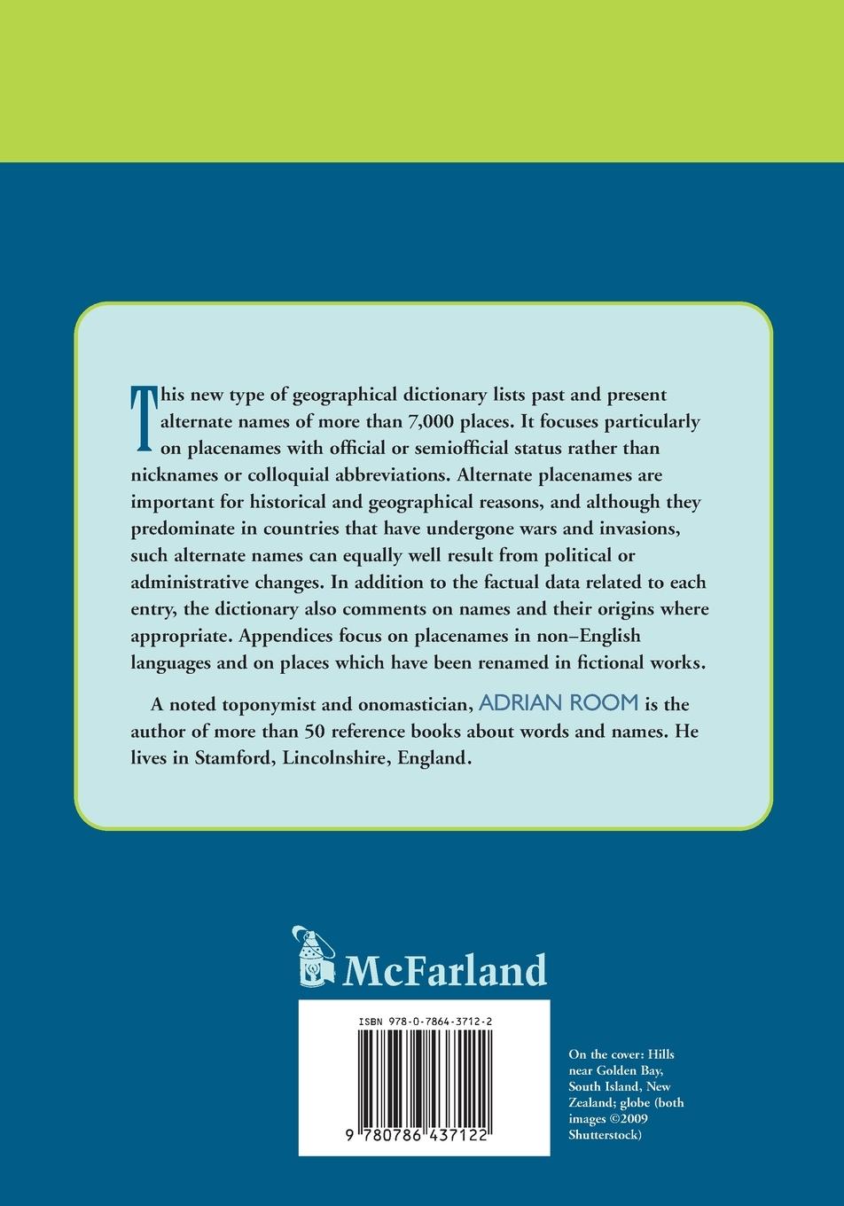Rückseitencover Alternate Names of Places