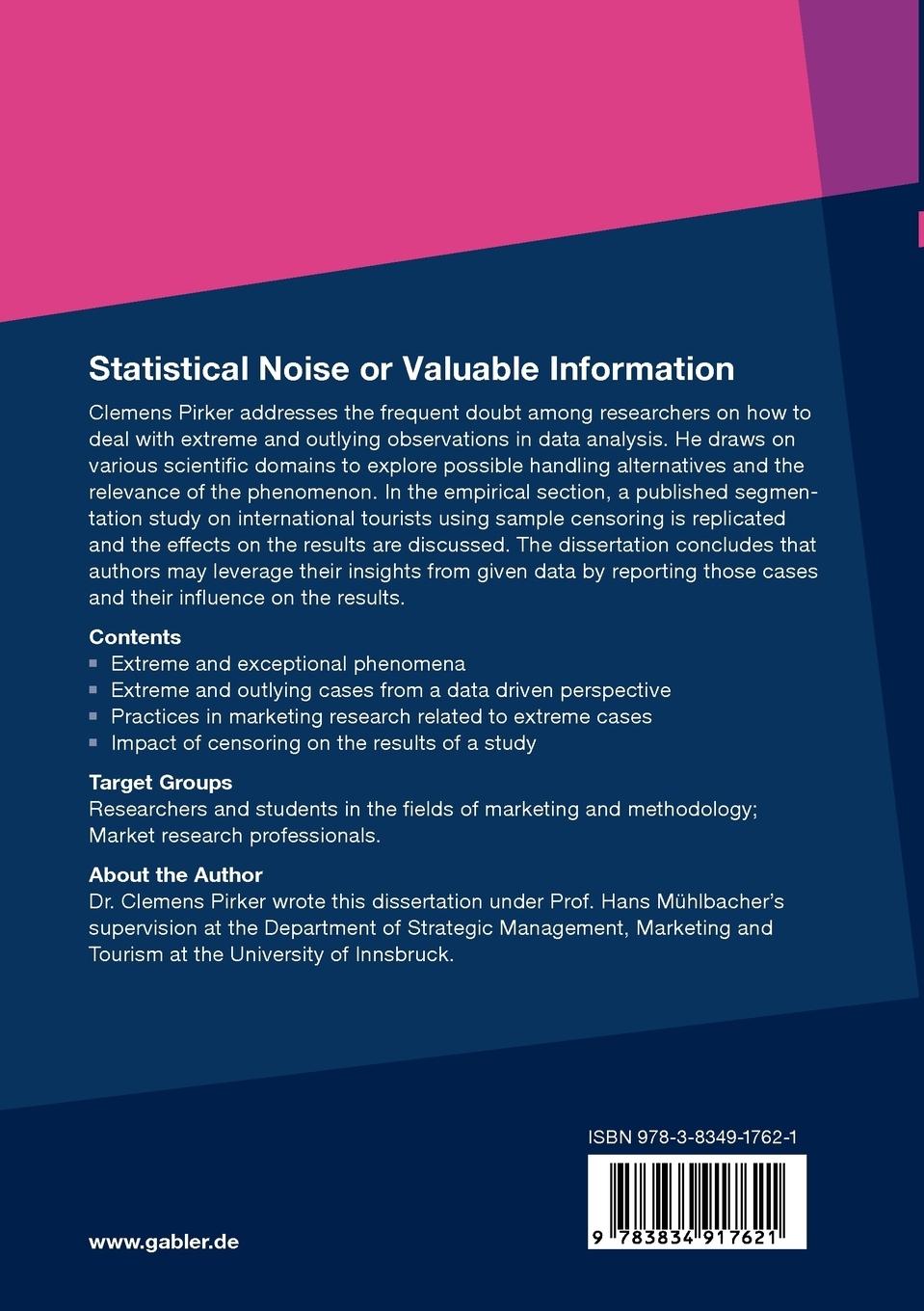 Rückseitencover Statistical Noise or Valuable Information