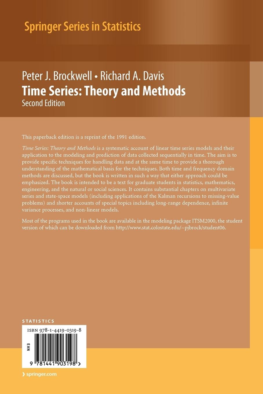 Rückseitencover Time Series: Theory and Methods