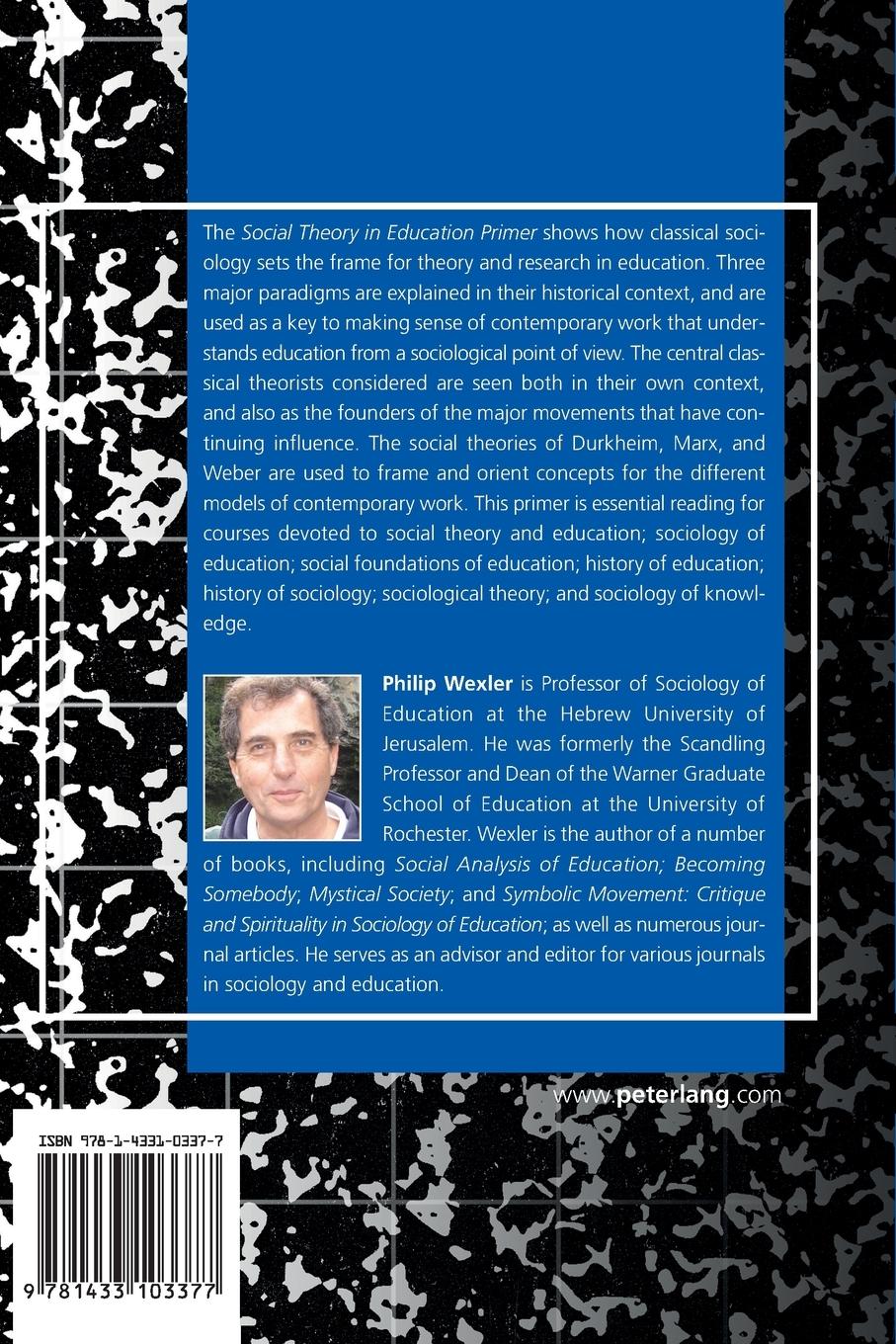 Rückseitencover Social Theory in Education Primer