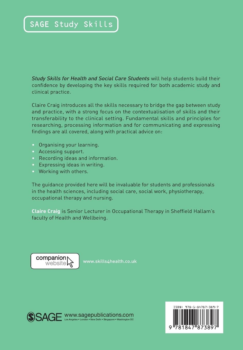 Rückseitencover Study Skills for Health and Social Care Students